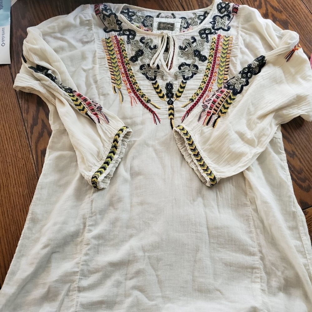 Johnny Was Biya embroidered peasant blouse small